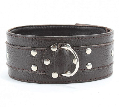 Широкий черный ошейник из мягкой кожи БДСМ арсенал 55029