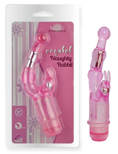 Розовый вибростимулятор Howells Crystal Naughty Rabbit 83054-pink (20 см)
