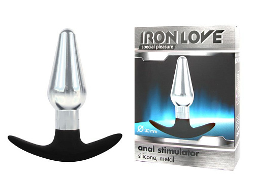Серебристо-чёрная анальная металлическая пробка Bior toys IL-28002-SLV (9,6 см)