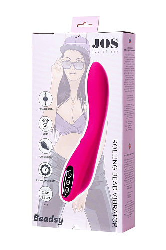 Ярко-розовый вибратор со стимулирующим шариком JOS BEADSY 783031 (21 см)