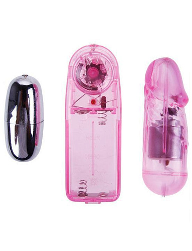 Два розовых виброяйца с выносным пультом управления вибрацией Eroticon 30179