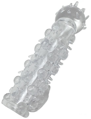 Прозрачная насадка с шипиками и хвостом Eroticon 30270 (11 см)