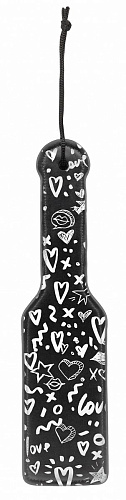 Чёрно-белая шлёпалка Shots Media BV Printed Paddle Love Street Art Fashion OU330BLK (28,5 см)