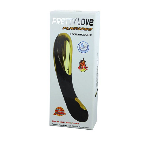 Чёрно-золотой премиум-вибромассажёр с нагревом Baile Flamingo Rechargeable BI-014126-3 (18 см)