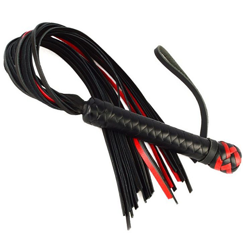 Чёрно-красная кожаная плеть с петлёй Sitabella 4014 (65 см)