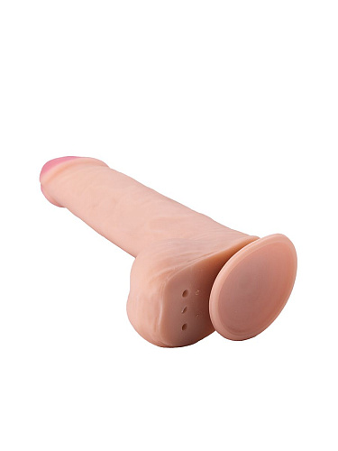 Телесный фаллоимитатор с мошонкой из неоскин на присоске LOVETOY (А-Полимер) 810800 (17,5 см)