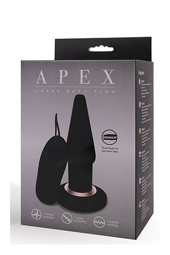 Чёрная анальная вибровтулка Seven Creations APEX BUTT PLUG LARGE BLACK 2415-04BLK/ABLK BX (15 см)