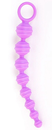 Фиолетовая анальная цепочка из силикона ToyFa 881312 (32,5 см)