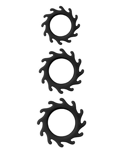 Набор из 3 чёрных эрекционных колец Dream Toys MENZSTUFF BUZZ SAW COCK RING SET 21139