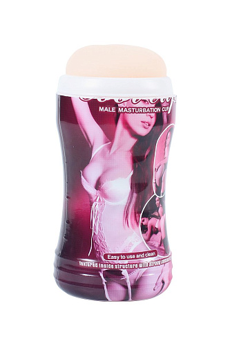 Мастурбатор-вагина телесного цвета в пластиковой тубе Xise XS-MA70008