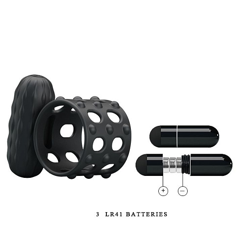 Широкое, чёрное эрекционное кольцо с вибрацией Baile Osborn BI-210170