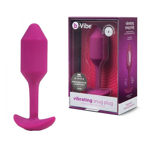 Розовая пробка для ношения с вибрацией b-Vibe Snug Plug 2 BV-014-RG (11,4 см)