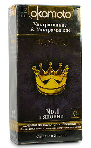 Ультратонкие и ультрамягкие презервативы телесного цвета Okamoto Crown №12 (12 шт)