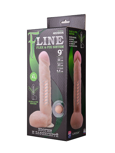 Телесный фаллоимитатор с мошонкой на присоске LOVETOY (А-Полимер) F LINE 583203 (26 см)