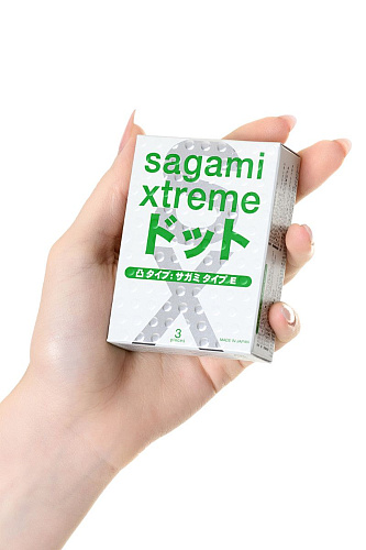 Презервативы зелёные с точками Sagami Xtreme Type-E №3 (3 шт)