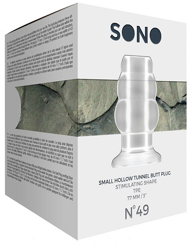 Прозрачная анальная пробка с тоннелем Shots Media BV №49 Small Hollow Tunnel Butt Plug 3 Inch SON049TRA (7,7 см)