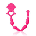 Розовая силиконовая анальная цепочка с ограничителем Bior toys CSM-23125 (25 см)