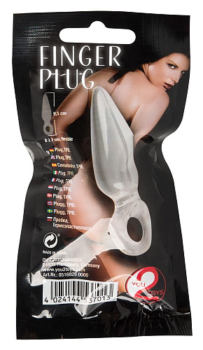 Прозрачная анальная втулка с колечком на пальчик Orion Finger Plug 05169290000 (9,5 см)