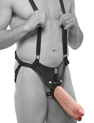 Страпон-система с телесной насадкой Pipedream 11 Two Cocks One Hole Hollow Strap-On Suspender System PD5645-21 (30,5 см)