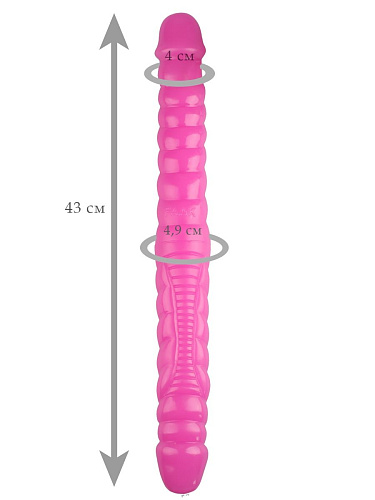 Розовый двухсторонний спиралевидный фаллоимитатор Сумерки богов 1016-19 BX DD (43 см)