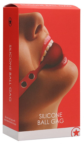 Красный силиконовый кляп-шарик с заклёпками Shots Media BV Silicone Ball Gag OU233RED