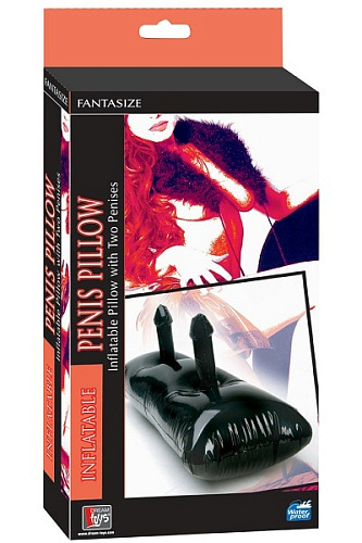 Чёрная надувная подушка с двумя фаллосами Dream Toys 20155