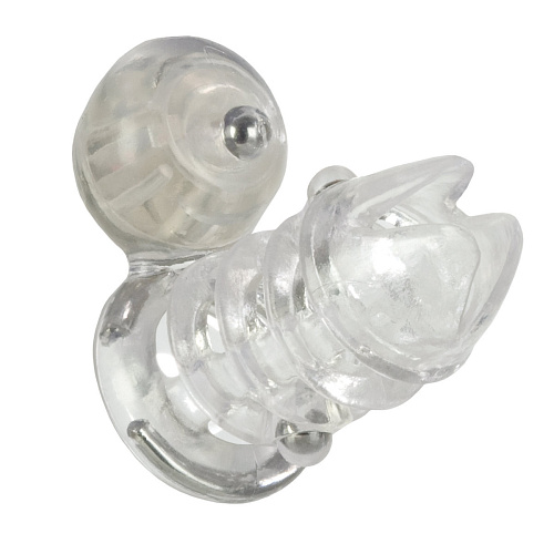 Прозрачная вибронасадка с клиторальным стимулятором California Exotic Novelties Vibrating Support Plus Instant Activation SE-1467-10-3