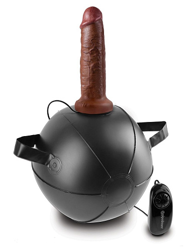 Мини-мяч с фаллической насадкой коричневого цвета и вибрацией Pipedream Vibrating Mini Sex Ball with 7 Dildo PD5685-29 (17,7 см)