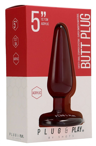 Красная анальная пробка Shots Media BV Basic 5 Inch PLU003ACR (12,7 см)
