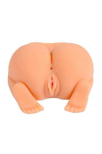 Телесного цвета женский полуторс в позиции «догги-стайл» с двумя любовными тоннелями Xise XS-MA50021