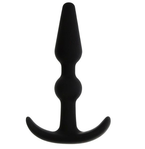 Чёрный массажер для анальной стимуляции NMC T-SHAPE SILICONE BUTT PLUG BLACK 111594 (8,9 см)