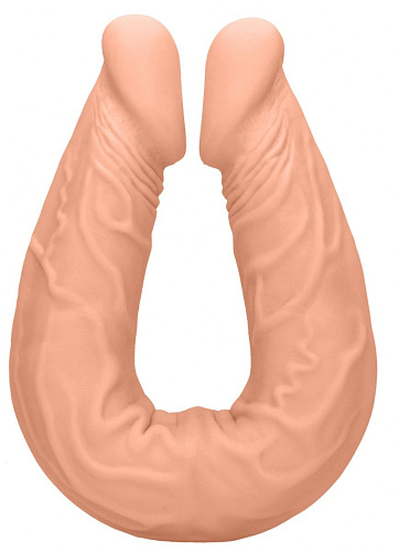 Телесный двусторонний фаллоимитатор Shots Media BV Double Dong REA069FLE (36 см)