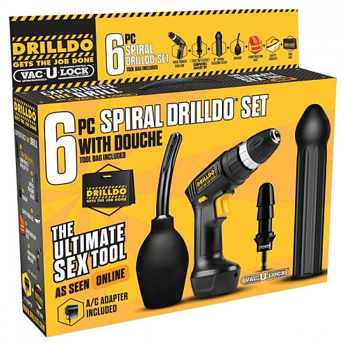 Чёрный секс-набор Drilldo SPIRAL SET 6 PIECE DDS-002