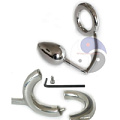 Разборное,серебристое эрекционное кольцо с анальным плагом House of steel 2-Pcs Ring with Egg AsslockCB845-M