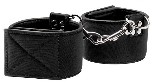 Чёрные двусторонние оковы на ноги Reversible Ankle Cuffs Shots Media BV OU190BLK