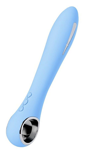 Голубой силиконовый вибратор с электростимуляцией ToyFa GALVANI VIBE 796002 (21 см)