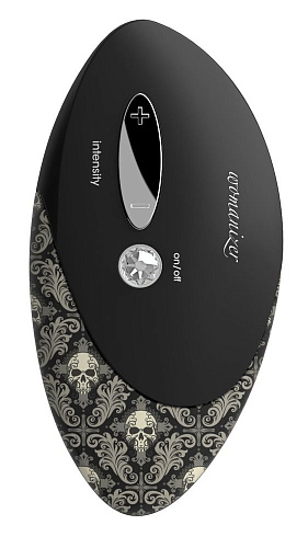 Чёрный вакуумный стимулятор клитора с черепушками на корпусе и 2 сменными насадками Womanizer W500 Pro 0585319