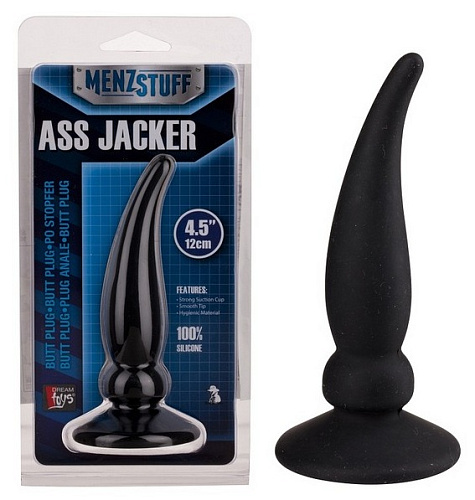 Чёрная пробка для анальной стимуляции Dream Toys ASS JACKER 20690 (12 см)