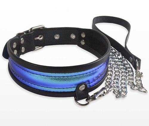 Сине-черный ошейник с поводком Sitabella 3126-19