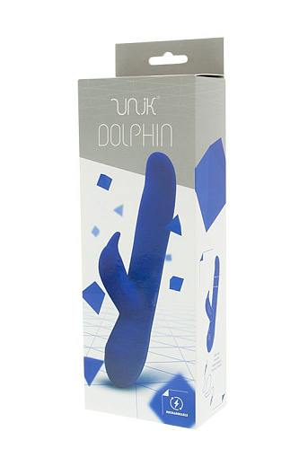 Синий вибратор с клиторальным стимулятором Seven Creations UNIK DOLPHIN 50921 (20,7 см)