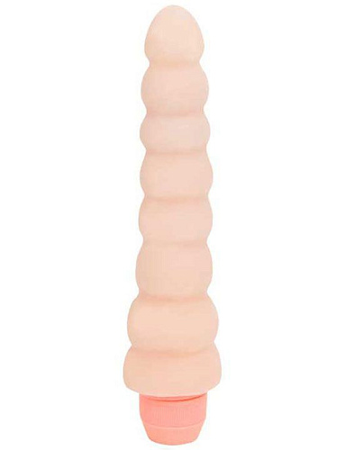 Телесный гнущийся вибратор ребристой формы Eroticon 30334 (18,2 см)