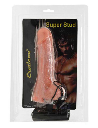 Телесный вибратор со вращающейся головкой и присоской Eroticon 30066 (20 см)