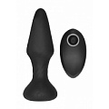 Чёрный анальный вибромассажёр Shots Media BV N 81 Rechargeable Remote Controlled Butt Plug SON081BLK (14 см)