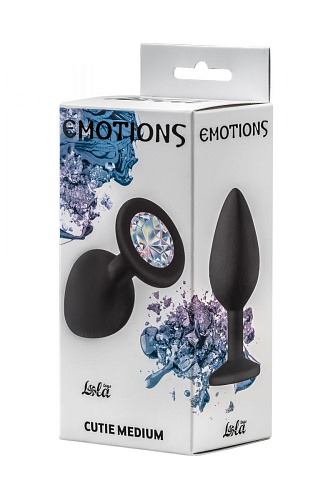 Чёрная анальная пробка с прозрачным кристаллом Lola toys Emotions Cutie Medium 4012-08Lola (8,5 см)