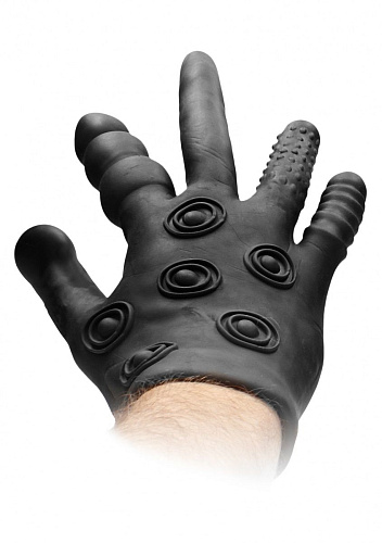 Чёрная стимулирующая перчатка Shots Media BV Stimulation Glove FST011BLK
