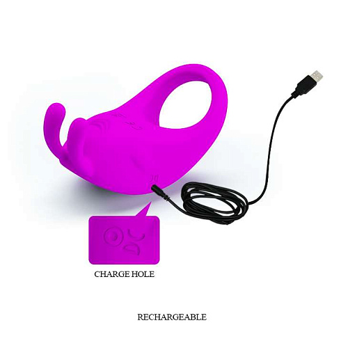 Лиловое эрекционное кольцо с вибрацией Baile Rabbit Vibrator BI-210152-1