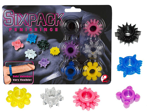 Набор из шести разноцветных эрекционных колец различной формы Orion 0514667