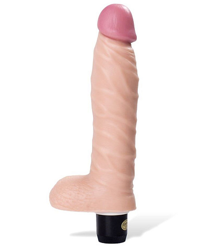 Вибратор-реалистик с мошонкой телесного цвета A-toys 863004 (20 см)