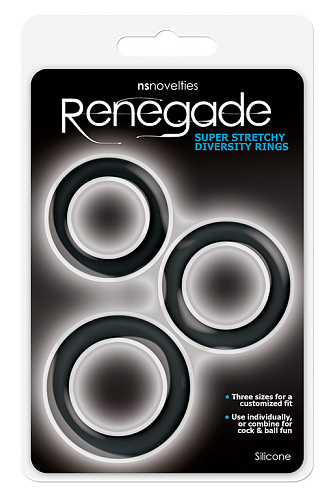 Набор из 3 чёрных эрекционных колец NS Novelties Renegade Diversity Rings Black NSN-1116-43