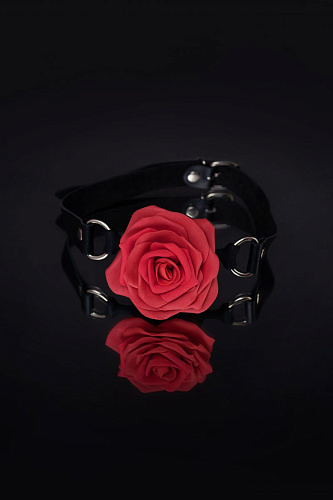 Чёрный кляп на регулируемых ремешках Штучки-дрючки «Розочка» 690219